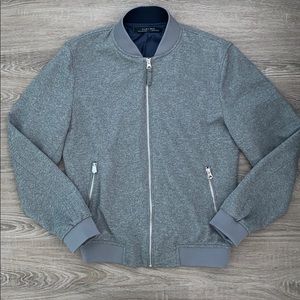 ❤️ Zara Man Grey Jacket with Navy Lining Size Medium NWOT